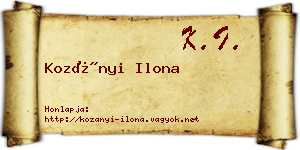 Kozányi Ilona névjegykártya